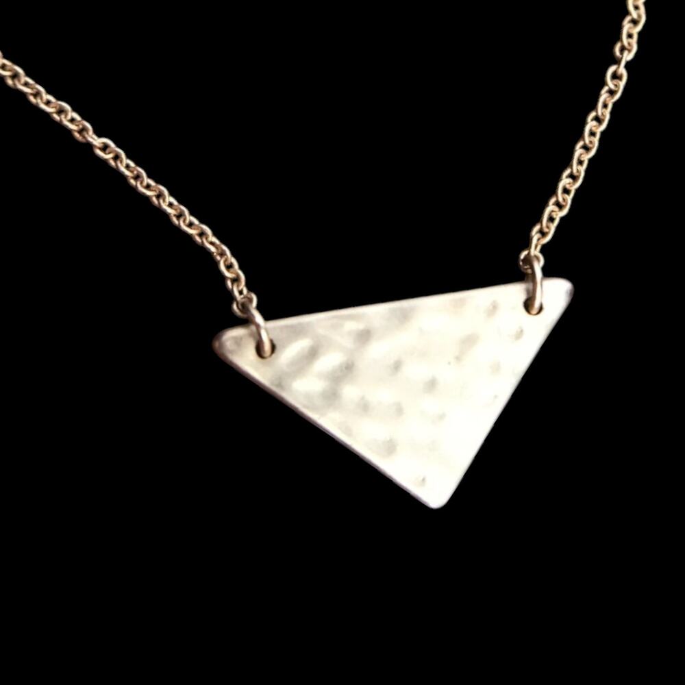 LUNA NORTE matte gold tone dainty triangle pendant necklace